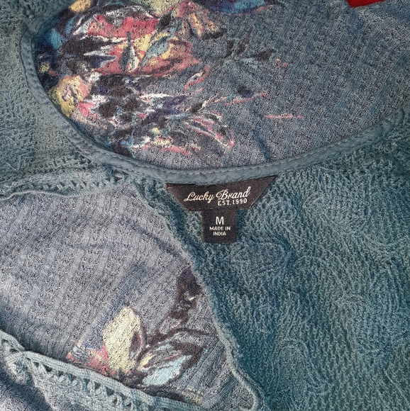 2/$20 Lucky Brand Blue Floral Blouse - Picture 2 of 5